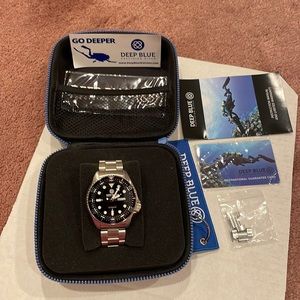 Deep Blue NATO 300 automatic diver black jubilee bracelet brand new